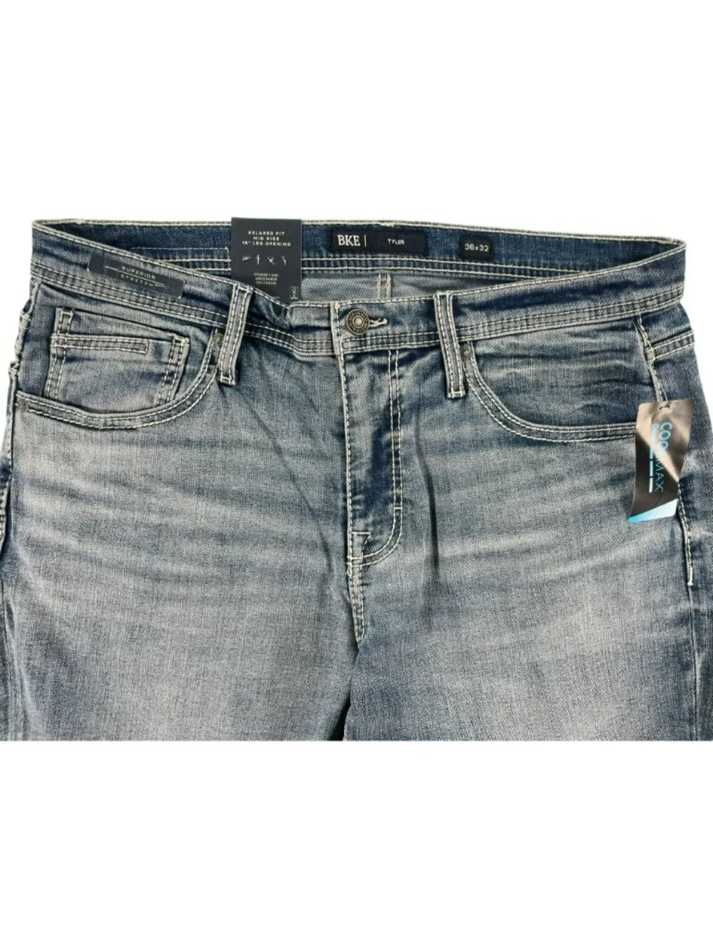 BKE Tyler Relaxed Fit Jeans Mid Rise Light Wash Stretch Denim Men's Sz 36x32 NEW